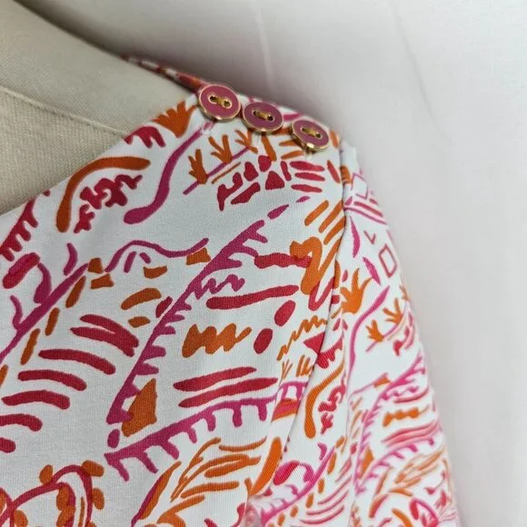 J. McLaughlin Top Small Catalina Cloth Pink Orange Village Print Career - Picture 3 of 10